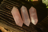 Polished Double Terminated Rose Quartz Points x 4 From Madagascar