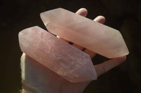 Polished Double Terminated Rose Quartz Points x 4 From Madagascar