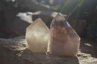 Polished Smokey Window Quartz Points x 2 From Ankazobe, Madagascar