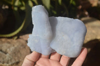 Natural Etched Blue Chalcedony Specimens x 3 From Nsanje, Malawi