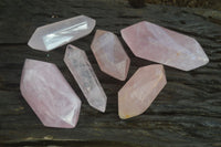 Polished Double Terminated Rose Quartz Points x 6 From Madagascar