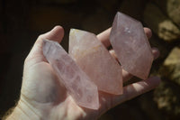 Polished Double Terminated Rose Quartz Points x 6 From Madagascar