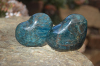 Polished Blue Apatite Hearts  x 6 From Betroka, Madagascar