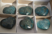 Polished Blue Apatite Hearts  x 6 From Betroka, Madagascar