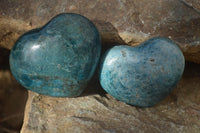 Polished Blue Apatite Hearts  x 6 From Betroka, Madagascar