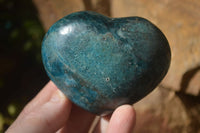 Polished Blue Apatite Hearts  x 6 From Betroka, Madagascar