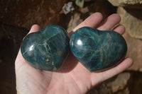 Polished Blue Apatite Hearts  x 6 From Betroka, Madagascar