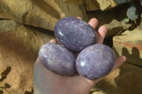 Polished Purple Lepidolite Palm Stones  x 6 From Zimbabwe