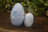 Polished Blue Calcite Standing Free Forms  x 2 From Ihadilalana, Madagascar