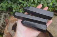 Polished Black Basalt Points  x 8 From Madagascar