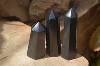 Polished Black Basalt Points  x 8 From Madagascar