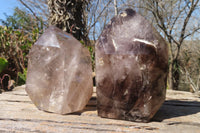 Polished Smokey Window Quartz Points x 2 From Ankazobe, Madagascar