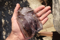 Polished Smokey Window Quartz Points x 2 From Ankazobe, Madagascar