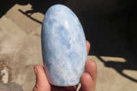 Polished Blue Calcite Standing Free Forms  x 2 From Ihadilalana, Madagascar