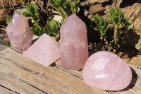 Polished Mixed Rose Quartz Items x 4 From Antsirabe, Madagascar