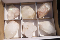 Natural Large White Clear Quartz Crystals  x 6 From Madagascar