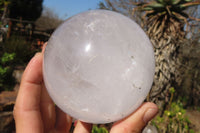 Polished Clear Quartz Crystal Balls  x 2 From Madagascar