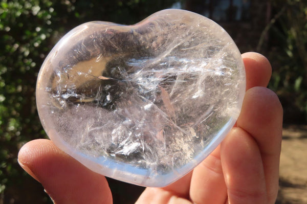 Polished Clear Quartz Crystal Hearts x 6 From Madagascar