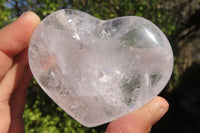 Polished Clear Quartz Crystal Hearts x 6 From Madagascar