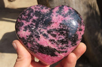 Polished Rhodonite Eggs & Heart x 3 From Ambindavato, Madagascar