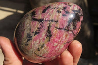 Polished Rhodonite Eggs & Heart x 3 From Ambindavato, Madagascar