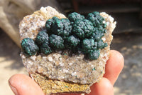 Natural Rare Ball Malachite On Drusy Quartz & Dolomite Specimens x 3 From Kambove, Congo