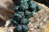 Natural Rare Ball Malachite On Drusy Quartz & Dolomite Specimens x 3 From Kambove, Congo