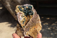 Natural Rare Ball Malachite On Drusy Quartz & Dolomite Specimens x 3 From Kambove, Congo