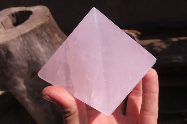 Polished Pink Rose Quartz Pyramids x 3 From Madagascar