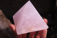 Polished Pink Rose Quartz Pyramids x 3 From Madagascar