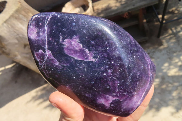 Polished Purple Lepidolite Standing Free Forms  x 2 From Zimbabwe