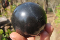 Polished Black Basalt Spheres  x 4 From Madagascar