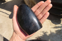 Polished Schorl Black Tourmaline Standing Free Forms x 2 From Madagascar