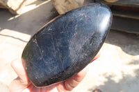 Polished Schorl Black Tourmaline Standing Free Forms x 2 From Madagascar