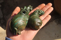 Polished Green Verdite Hippo Carvings  x 3 From Mazoe, Zimbabwe