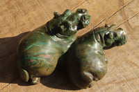 Polished Green Verdite Hippo Carvings  x 3 From Mazoe, Zimbabwe