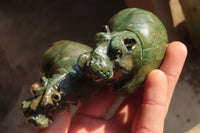 Polished Green Verdite Hippo Carvings  x 3 From Mazoe, Zimbabwe