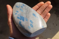 Polished Blue Spotted Spinel Quartz Standing Free Forms x 2 From Madagascar