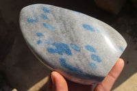 Polished Blue Spotted Spinel Quartz Standing Free Forms x 2 From Madagascar