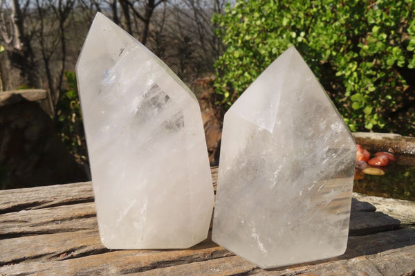 Polished Clear Quartz Crystal Points x 2 From Madagascar