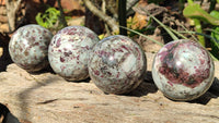 Polished Rubellite Pink Tourmaline Spheres x 4 From Madagascar