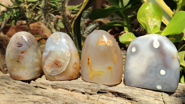 Polished Banded Agate Standing Free Forms  x 4 From West Coast, Madagascar