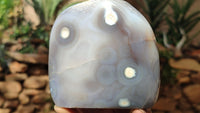 Polished Banded Agate Standing Free Forms  x 4 From West Coast, Madagascar