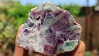 Polished One Side Polished Watermelon Fluorite Pieces  x 12 From Uis, Namibia