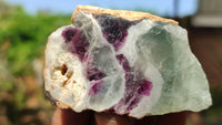 Polished One Side Polished Watermelon Fluorite Pieces  x 12 From Uis, Namibia