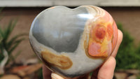 Polished Polychrome Jasper Hearts  x 6 From Mahajanga, Madagascar