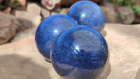 Polished Blue Lazulite Spheres  x 3 From Madagascar