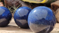 Polished Blue Lazulite Spheres  x 3 From Madagascar