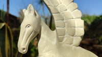 Polished White Marble Pegasus Carving x 1 From Zimbabwe