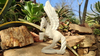 Polished White Marble Pegasus Carving x 1 From Zimbabwe